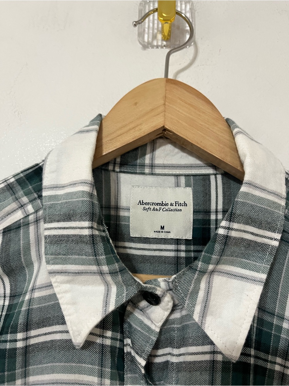Abercrombie &‎ Fitch Soft A&F Cropped Plaid Flannel Top Womens M White Boxy - Picture 5 of 5